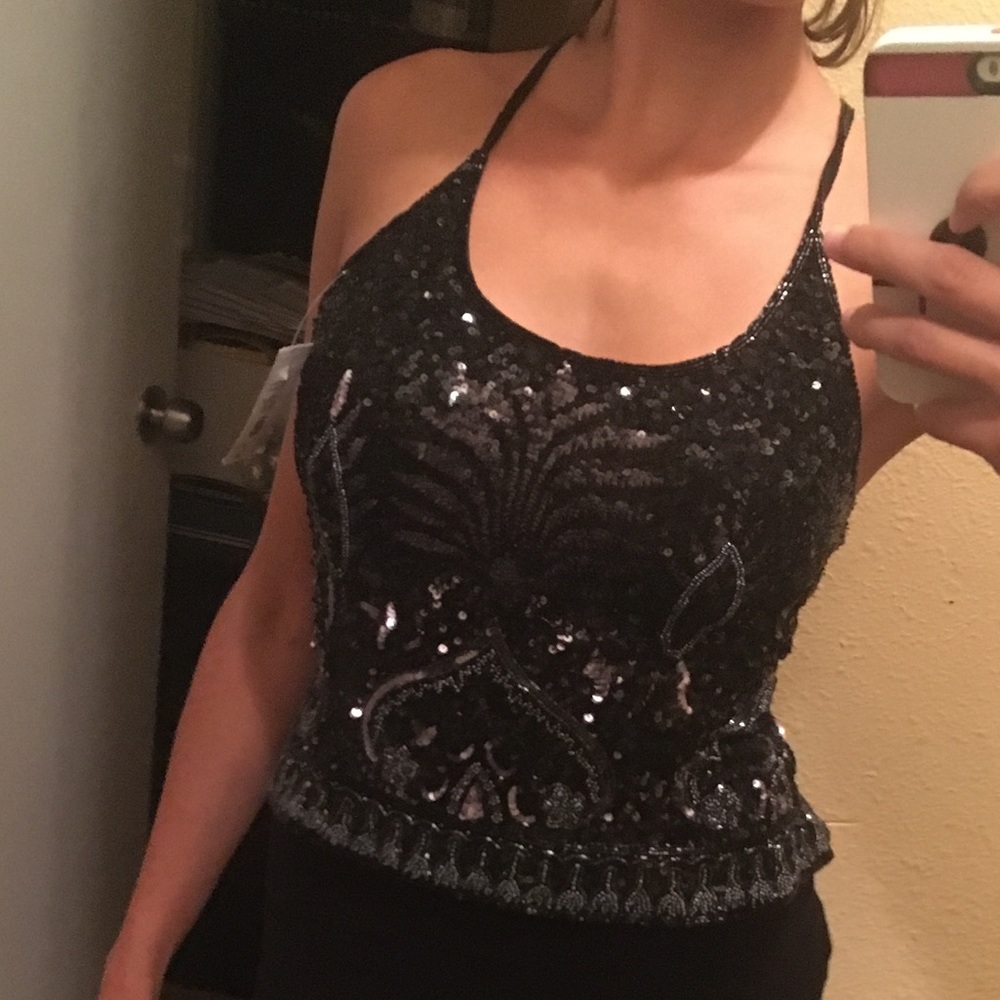 Cache sequin corset- black